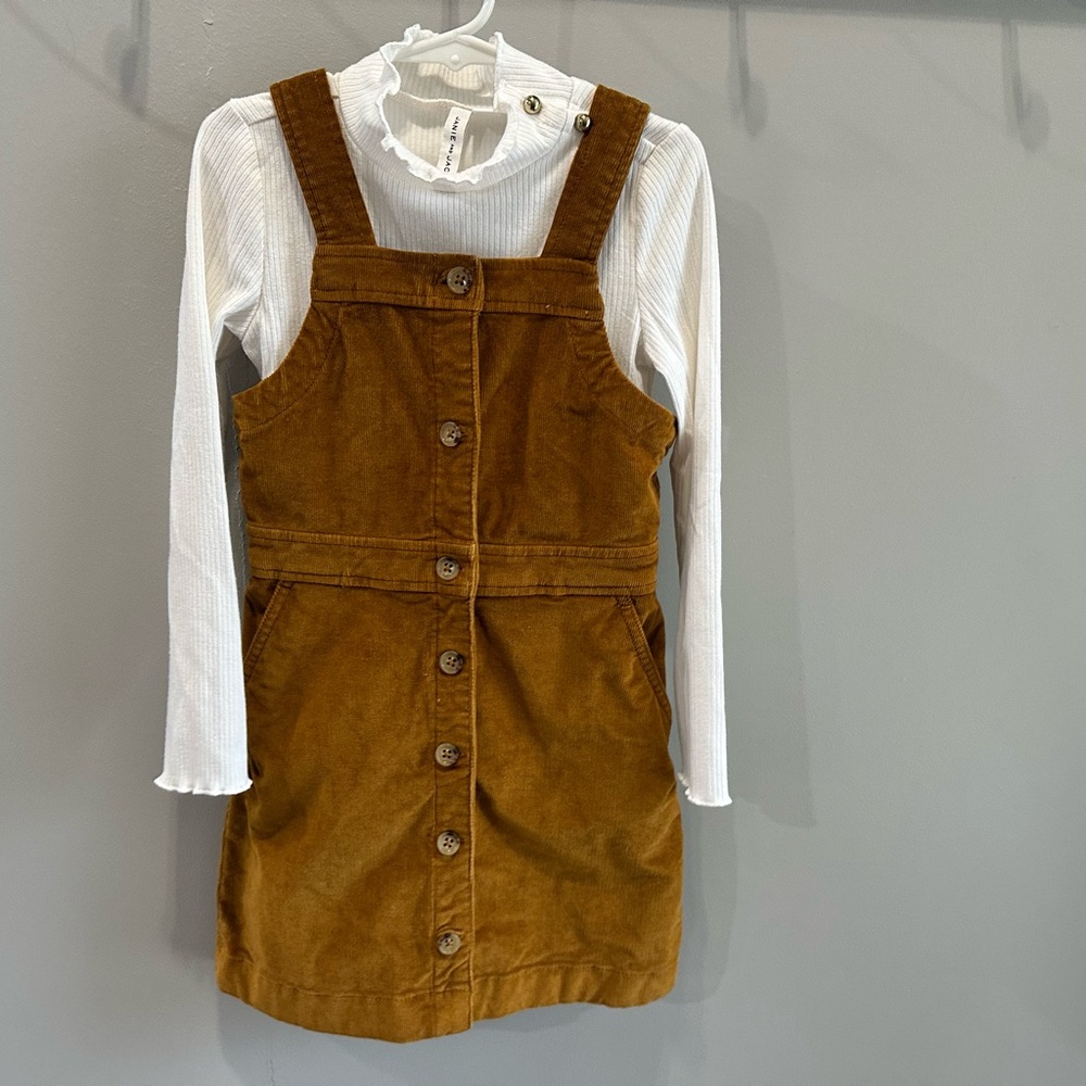 Crewcuts Corduroy Button-Front Pinafore Dress in Brown with Janie and Jack Top